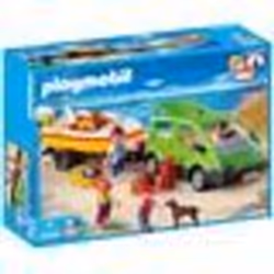 Playmobil Coche Familiar con Lancha, Kit de figurines jouets, Plastique