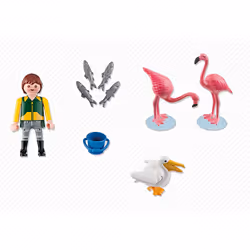 Playmobil Gardien De Zoo Avec Flamants Roses Et Pélicans, 4 an(s), Plastique, 11 pièce(s), 59 g