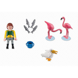 Playmobil Gardien De Zoo Avec Flamants Roses Et Pélicans