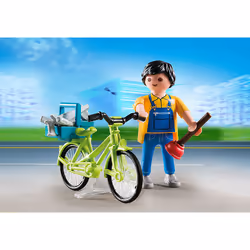 Playmobil SpecialPlus Bricoleur avec matériel et vélo