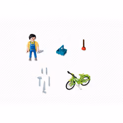 Playmobil SpecialPlus Bricoleur avec matériel et vélo