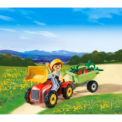 Playmobil Enfant avec tracteur et remorque
