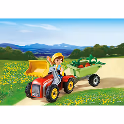 Playmobil Enfant avec tracteur et remorque