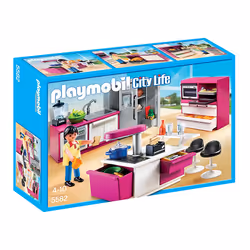 Playmobil City Life Cuisine avec îlot, Jeu de construction, 4 an(s)
