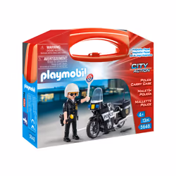 Playmobil City Action Valisette Motard de Police, 4 an(s), Multicolore, Plastique