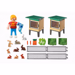 Playmobil Country Enfant avec enclos à lapins et clapier