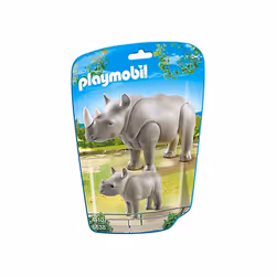 Playmobil Rhinocéros et son petit, 4 an(s), Rhino with Baby, Gris