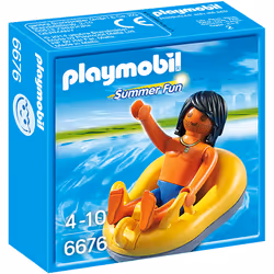 Playmobil Summer Fun Vacancier et Bouée de Rafting, 48 an(s), Jaune, Marron, Noir, Plastique