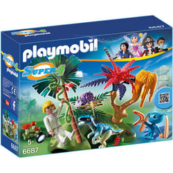 Playmobil Super 4 - Ile Perdue avec Alien et Vélociraptor