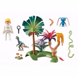 Playmobil Super 4 - Ile Perdue avec Alien et Vélociraptor
