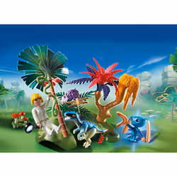 Playmobil Super 4 - Ile Perdue avec Alien et Vélociraptor