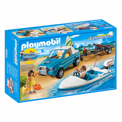 Playmobil Summer Fun Voiture avec bateau et moteur submersible, Action/Aventure, 4 an(s), AA, Multicolore, Plastique
