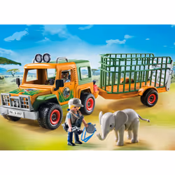 Playmobil Wild Life Véhicule avec éléphanteau et soigneurs