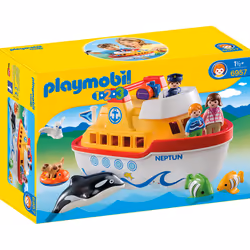 Playmobil 1.2.3 Navire Transportable, 18 an(s), Multicolore, Plastique