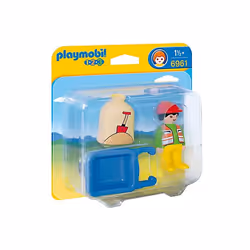 Playmobil 1.2.3 Ouvrier avec brouette, 1,5 an(s), Multicolore