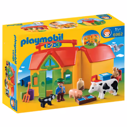 Playmobil 1.2.3 Ferme transportable avec animaux, 1,5 an(s), Multicolore, Plastique