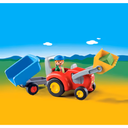 Playmobil 1.2.3 Fermier avec tracteur et remorque