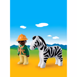 Playmobil 1.2.3 Soigneur Avec Zèbre, 1,5 an(s), Multicolore, Plastique