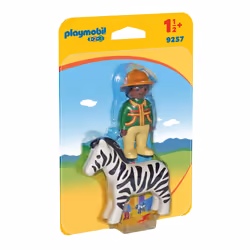 Playmobil 1.2.3 Soigneur Avec Zèbre