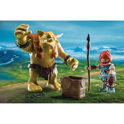Playmobil Knights Troll Géant Et Soldat Nain