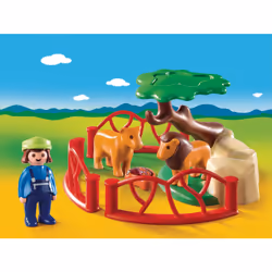 Playmobil 1.2.3 Lions Avec Enclos