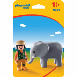 Playmobil 1.2.3 Soigneuse Avec Éléphanteau