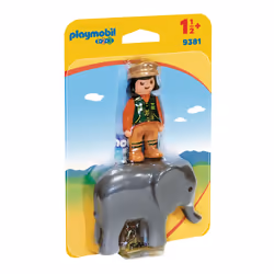 Playmobil 1.2.3 Soigneuse Avec Éléphanteau