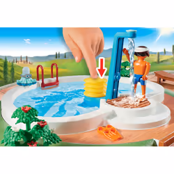 Playmobil FamilyFun Piscine Avec Douche, 4 an(s), Multicolore, Plastique