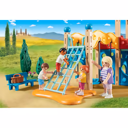 Playmobil FamilyFun Parc De Jeu Avec Toboggan, 4 an(s), Multicolore, Plastique
