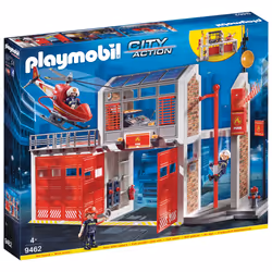 Playmobil City Action Caserne de pompiers avec hélicoptère, Construction, 4 an(s), AAA, Multicolore, Plastique