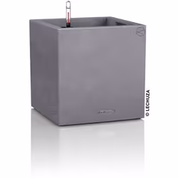 LECHUZA Canto Stone 40 low, Jardinière, Autonome, Polypropylène (PP), Gris, Cube, Intérieur & extérieur
