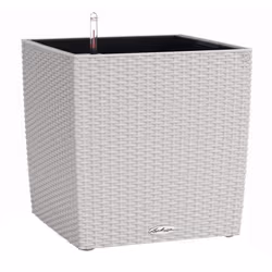 LECHUZA Pot de fleurs - Cube Cottage 50 - 49 x 49 x 495 cm - Kit complet - Gris clair