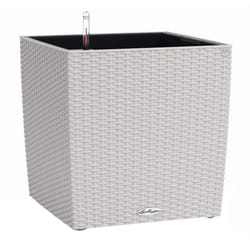 LECHUZA Pot de fleurs - Cube Cottage 50 - 49 x 49 x 495 cm - Kit complet - Gris clair