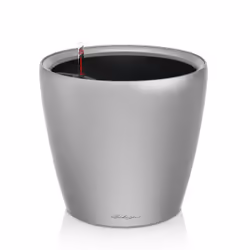 LECHUZA Classico LS 28, Kit de plantation en pot, Autonome, Polypropylène (PP), Métallique, Argent, Rond, Intérieure