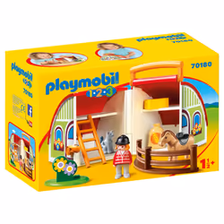 Playmobil 1.2.3 Centre équestre transportable, Action/Aventure, 1,5 an(s), Multicolore, Plastique