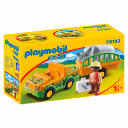 Playmobil 1.2.3 Vétérinaire avec véhicule et rhinocéros, Action/Aventure, 1,5 an(s), Multicolore, Plastique