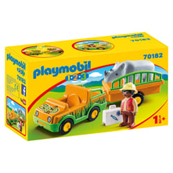 Playmobil 1.2.3 Vétérinaire avec véhicule et rhinocéros