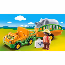 Playmobil 1.2.3 Vétérinaire avec véhicule et rhinocéros