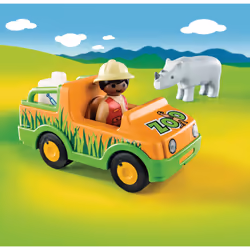 Playmobil 1.2.3 Vétérinaire avec véhicule et rhinocéros
