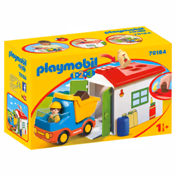 Playmobil 1.2.3 Ouvrier avec camion et garage, Action/Aventure, 1,5 an(s), Multicolore, Plastique