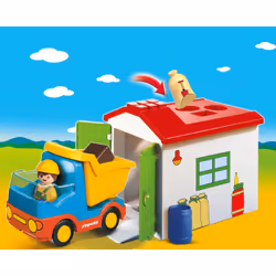 Playmobil 1.2.3 Ouvrier avec camion et garage