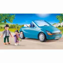 Playmobil City Life Papa avec enfant et voiture cabriolet