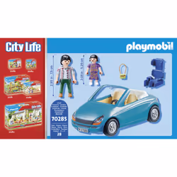 Playmobil City Life Papa avec enfant et voiture cabriolet