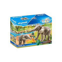Playmobil FamilyFun Eléphants et soigneur, Zoo, 4 an(s), Multicolore