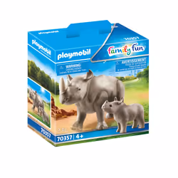 Playmobil FamilyFun Rhinocéros et son petit, 4 an(s), Afrique, Multicolore, Plastique