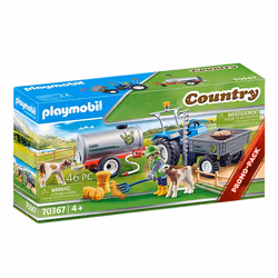 Playmobil Country Agriculteur avec faucheuse et citerne, Kit de figurines jouets, 4 an(s)