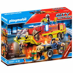 Playmobil City Action Camion de pompiers et véhicule enflammé, Camion de pompier, 4 an(s), Plastique, Multicolore