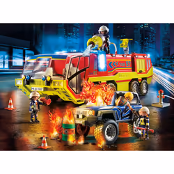 Playmobil City Action Camion de pompiers et véhicule enflammé