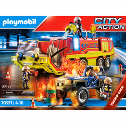 Playmobil City Action Camion de pompiers et véhicule enflammé