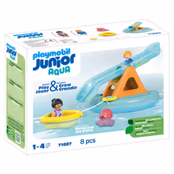 Playmobil Ilôt avec toboggan aquatique, Jeu d'eau, 1,5 an(s), Multicolore, Plastique